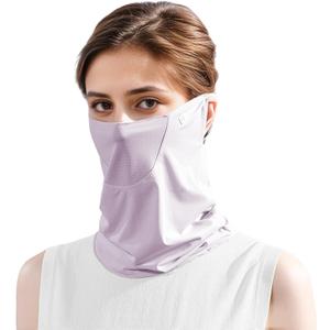 PROUDDEMON UPF 50+ Cooling Face Cover Neck Gaiter, Breathable Ice Silk Sun Mask with Ear Loops for Men Women