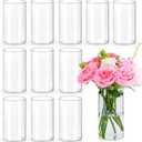 6 Inch Glass Cylinder Vases for Centerpieces | 12Pcs Clear Small Flower Vase for Wedding Decorations, Floating Candle Vases in Bulk, Hurricane Candle Holders for Table, Home Dcor