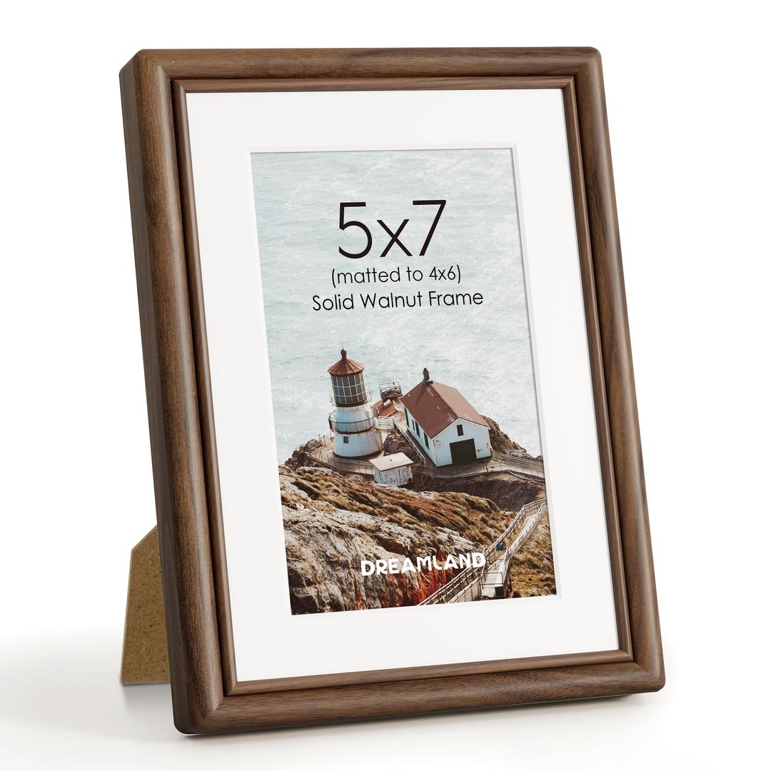Dreamland 20x30 Solid Walnut Wood Picture Frame, 20 x 30 Wood Poster Frames with Mat for 16 x 24, Rustic Wooden 20 by 30 Frames with Tempered Glass