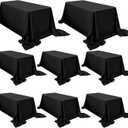 8 Pack Satin Tablecloth 90 x 156 Inch Black Rectangle Silky Satin Table Cover,Bright Silk Smooth Table Cloth,Overlay Silky Table Cover for Wedding Party Banquet Event Dining Decoration