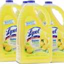 Lysol Multi-Surface Cleaner, Sanitizing and Disinfecting Pour, to Clean and Deodorize, Sparkling Lemon and Sunflower Essence, 144 Fl Oz (Pack of 4)