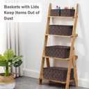 Storage Bins Baskets for Organizing with Lids, Storage Baskets for Shelves Stackable Woven Basket, Gift Small Basket Storage Cubes, Decorative Wicker Basket with Built-in Handles (5 Pack, Brown)