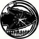 Rugby Vinyl Wall Clock, Black, 11.8-inch Diameter, Battery Operated, Vintage Style Design with Silhouette Art, 11.81 X 11.81 Inches