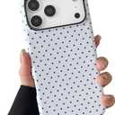 TQLGY for iPhone 17 Pro Max Case, Cute Polka Dot Phone Case Shockproof Slim Soft TPU and Hard PC Protective Cover for Women Girls, White