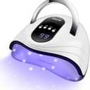 UV Gel Nail Lamp 120W LED Nail Light Fast Dryer for Gel Polish Curing with 4 Timers Portable Handle Large Space Automatic Sensor (White)