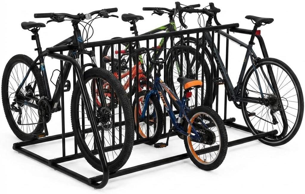 Heavy Duty Commercial Bike Rack for 5-10 Bikes, Outdoor Steel Bicycle Parking Stand, Freestanding Garage Bike Storage Organizer, Grid Bike Rack for Retail, School, Backyard, Bike Shop(Double-Side)