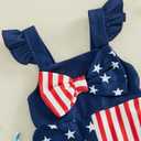 Ayalinggo 4th Fourth of July Baby Girl Outfit Toddler USA American Flag Romper Overalls Jumpsuit Independence Day Clothes, 2-3Y