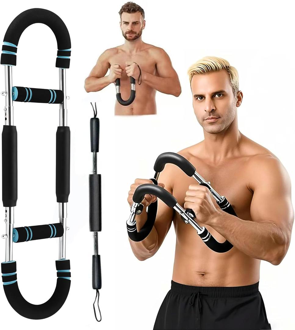 Upgraded 2-in-1 Twist Arm Exerciser Chest Exercise, Adjustable Spring Exercise Bar, Shoulder Muscle Training Fitness Equipment, Portable Spring Resistance Home Fitness Equipment.