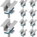 10 Pcs Adjustable Solar Panel Clamps for Unistrut System Mounting Bracket, Wide PV Photovoltaic Support Mid, Secure Aluminum Hardware Roof Mount Kit with Nut Bolt Fit for Standard Roof