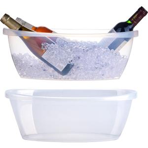 2 Pack Large Ice Buckets for Parties, 5L Oval Plastic Champagne Wine Cooler Beer Chiller Bucket Beverage Tub for Mimosa Bruch Cocktail Bar Supplies Indoor Outdoor Wedding Party