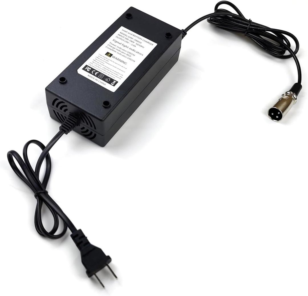 29V5A Mobility Scooter and Electric Wheelchair Charger,3 Prong, 3Pin,Male XLR Connector,Suitable for Most Brands of 24V Lead-Acid Batteries Mobility Scooter Electric Wheelchair, Universal Parts.