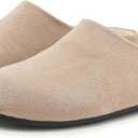 Suede Clogs for Women Soft Cork Footbed Leather Mules Round Toe Casual Slip-on Mule Shoes (9)