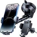 HTU [2026 True Military-Grade] Car Phone Holder [Upgraded Strongest Suction & Clip] Cell Phone Mount for Dashboard Windshield Vent,Truck Cradle Stand for iPhone 16 Pro Max Samsung Android (Black)