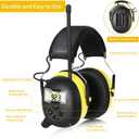 BJKing AM/FM Radio Headphones with Digital Display, 30dB AM FM Hearing Protection Safety Ear Muff, Ear Protection Headphone for Mowing, Landscaping, Shooting and Construction Black-Yellow