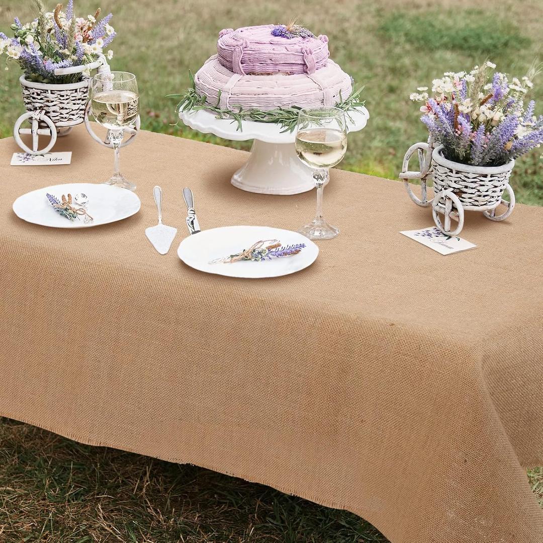 Kingdder Natural Burlap Tablecloth Farmhouse Fall Rectangle Burlap Table Cover Rustic Jute Tablecloth for Thanksgiving Autumn Harvest Holiday Party Kitchen Indoor Home Table(1 Pcs,54 x 80 Inch)