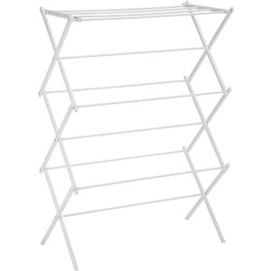 Amazon Basics Foldable Portable Laundry Rack for Air Drying Clothing, Indoor Outdoor Use - 14.5" D x 29.5" W x 41.8" H, White (14.5" D * 29.5" W * 41.8" H, White)