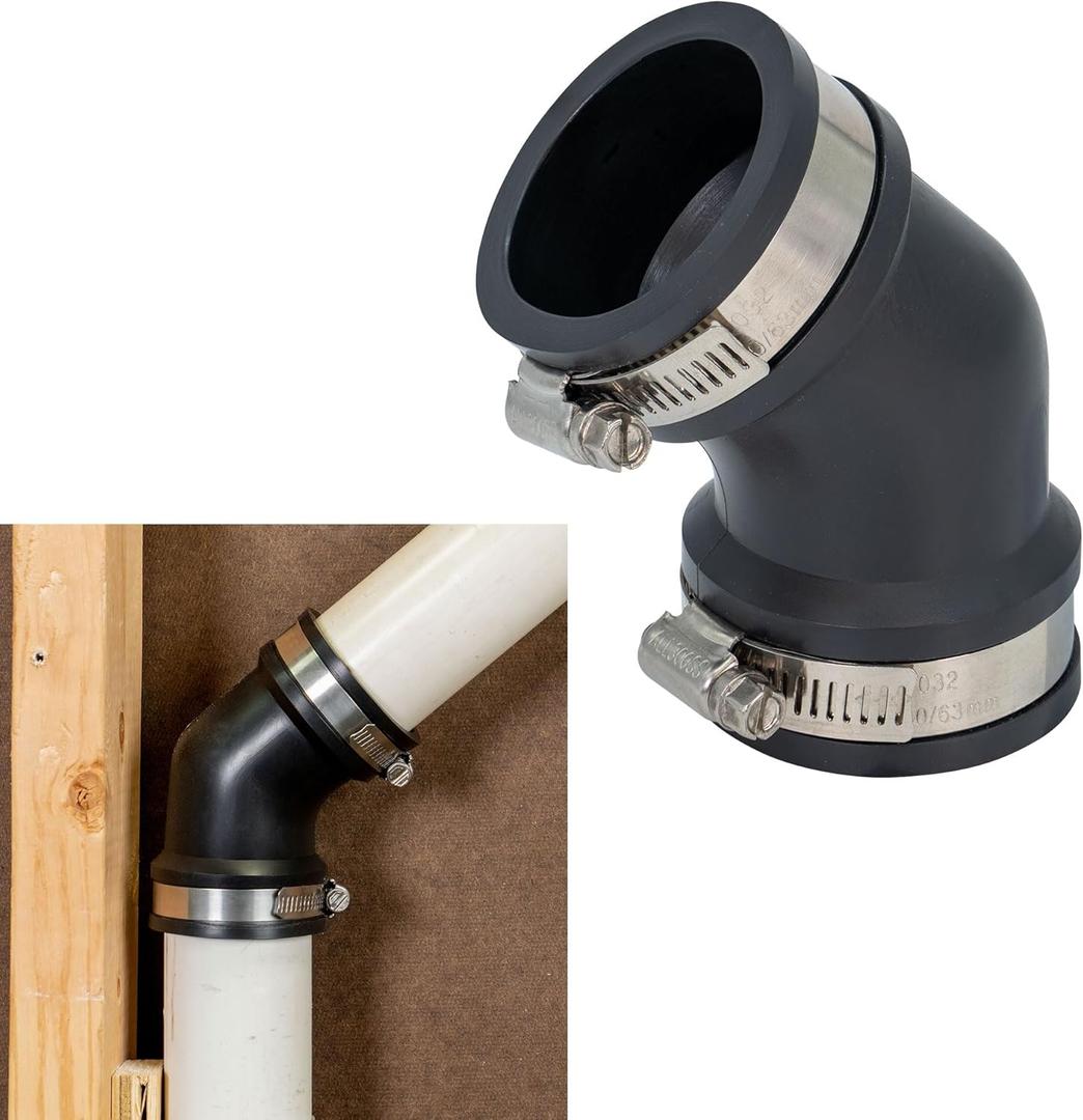 Fernco Qwik Ell 1.5 in. Hub 45-Degree Flexible PVC Elbow Fitting Connector for DWV
