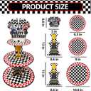 2 x 2 Pack Race Cars Cupcake Stands Birthday Party Supplies, 3-Tier Two Fast Racing Car Cardboard Cupcake Holder Dessert Display, Cars Wheels Birthday Decorations