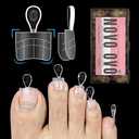 NOVO OVO 300 Pcs Upgraded Flexible Toe Nails Soft Gel Tips with Auxiliary Line for Toenail Extension, Square Sharp, Medium and Wide for Men Women, Pedicure in