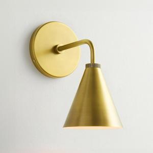 Retro Industrial Metal Cone Sconce Light - Vintage-Inspired Modern Gold Wall Sconce with Metal Shade, Wall Mount Lighting for Bedroom, Hallway, Living Room (Gold, 6 inch)