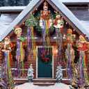 8pcs Vintage Christmas Windsocks Outdoor Hanging Decorations with Tassels Christmas Yard Decorations for Outside 3.3ft Xmas Signs for Wall Tree Home Lawn Yard Party Supplies Garden Decor