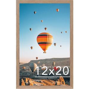 JCJMY 12x20 Picture Frame for Poster Photo Picture, Horizontal and Vertical Formats for Wall Hanging, 12 x 20 Wall Gallery Poster Photo Frame for 12 by 20 Photos Posters, Rustic Brown