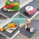 Dish Drying Mat, Silicone Dish Drying Mat for Kitchen Counter, Extra Thick & Large Dish Drainboard Mat with Built-in Drain, Non-slip, Heat Resistant, Dishwasher Safe (Gray, 24" x 15")