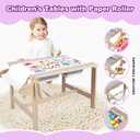 Kids Sensory Bins Table with 2 Stool, Multifunctional Children Interactive Activity Wooden Table Set for 1-3 Years, Drawing Table Play Sand & Water with Storage Bins Lid