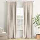INOVADAY 100% Blackout Curtains 84 Inches Length 2 Panels Set, Back Tab/Rod Pocket Linen Black Out Curtains for Bedroom, Thermal Insulated Window Drapes - Cream, W50 X L84
