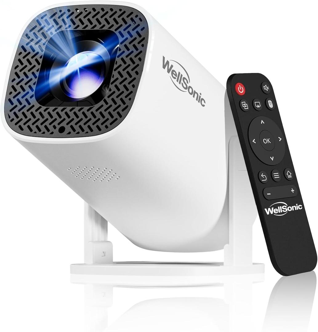 Mini Projector with Wifi and Bluetooth, Build-in Android 14, Portable Projector Outdoor&Ceiling Use, Auto Keystonet&270Rotatable, 200 Ansi, 4k Home Thearter Movie Projector for HDMI USB