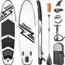 FBSPORT 11' Premium Stand Up Paddle Board, Yoga Board with Durable SUP Accessories & Carry Bag | Wide Stance, Surf Control, Non-Slip Deck, Leash, Paddle and Pump for Youth & Adult (White Black)