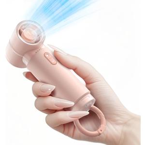 2 x Handheld Portable Mini Fan, Personal Small Pocket Design with Hook, 19500RPM Powerful Motor Trubo, 10H Max Cooling time USB Rechargeable, 5 Speeds for Women/Men/Travel/Beach/Outdoor- Pink