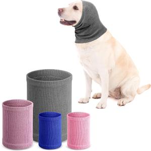 Saintrygo 4 Pcs Dog Snoods Pet Ear Wrap Cover Sound Proof Muffs for Barking and Bathing Warm Winter Scarf for Calming(Blue, Pink, Purple, S, M, L)