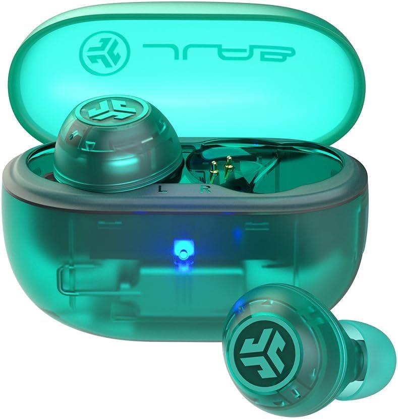 JLab Go Pop ANC Bluetooth Auriculares TWS with Cancelacin Activa de Ruido Green Azulado Transparent
