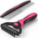 Docrok Pet  Comb Undercoat Rake for Long-haired Pets, Pink