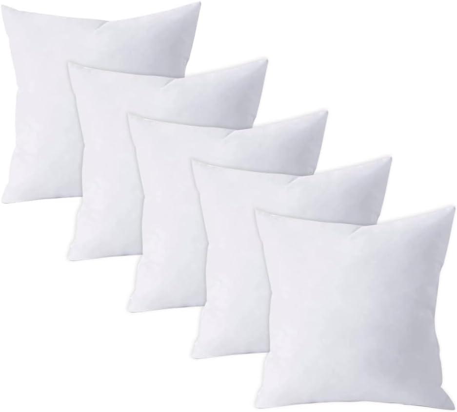 QUBA LINEN Throw Pillow Inserts (Set of 5, White), 18x18 Inches - Premium Cushion Fillers for Sofa, Bed, and Home Décor (18x18 Inch (Pack of 5))