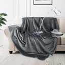 LOOBANI Waterproof Dog Blanket for Couch: Reversible Flannel Bed Blanket for Medium Large Dogs Liquid Proof, Soft Throw Blanket Couch Cover Protector for Sofa, Crate, Travel, Picnic, 50" x 60", Grey