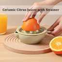 Ceramic Citrus Lemon Orange Juicer Manual Squeezer, Hand Juicer Reamer Rotation Press with 6.8oz Bowl, Strainer Lid, Spout, Handle, Dishwasher Safe, Easy to Clean