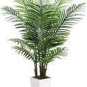 5FT Fake Plant Artificial Palm Tree Indoor Decor  Faux Plants Indoor Tall with White Planter  Artificial Tree Floor Plant for Living Room Office Home