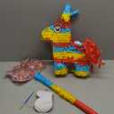 16" Cinco de Mayo Pinata, Large Rainbow Color Donkey Pinata 16 x 13 x 5.5 ln with Stick and Blindfold for Fiestas Mexican Party Decoration, Photo Prop, Taco Tuesday Event