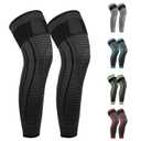 Full Leg Compression Sleeves 2 Pack anti Slip Ventilation Long Knee Support with Wraps for Men and Women, Suite for ACL, PCL, Meniscus Tear, Arthritis, Tendinitis (Black, XX-Large)