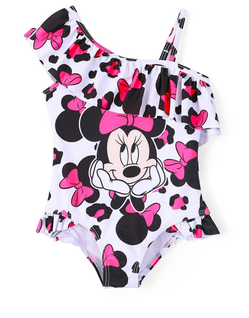 Disney Mickey and Friends Girls One Piece Swimsuits Ruffles Swimwear Beach Sport Bathing Suit 7-8Y
