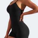 YEOREO Backless Tummy Control Jumpsuits for Women One Piece Workout Jumpsuits Sleeveless V Back Lizvette Scrunch Yoga Rompers (Black, S)