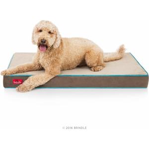 BRINDLE Waterproof Memory Foam Pet Bed - Removable and Washable Cover - 4 Inch Orthopedic Dog and Cat Bed - Fits Most Crates (Mocha Blue)