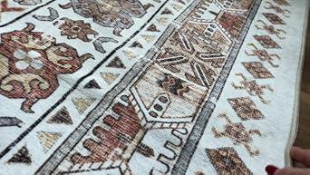 6x9 Area Rugs for Living Room,Large Washable Rug,Blue
Rugs for Bedroom,Dining Room,Office,Low Pile,Soft, Vintage Rug,Stain Resistant Indoor Carpet,Non Slip,Home Decor