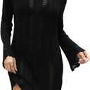 VIMPUNEC Crochet Swimsuit Coverup for Women Summer Bathing Suit Cover Ups Swimwear Beach Dress (Black, S)