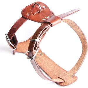 Leather Dog Harness No Pull Design Genuine Leather Durable Strong Pet Harness with Adjustable Straps Easy Control Pet Vest (XL) (XL:27" - 31" Chest)