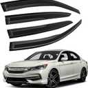 Window Visors Rain Guards Fits for Honda Accord 2013-2017 4-Door Sedan, Smoke Tinted Window Vent Visors, Outside Mount Wind Deflector, Front & Rear Side Vent Shade 2014 2015 2016