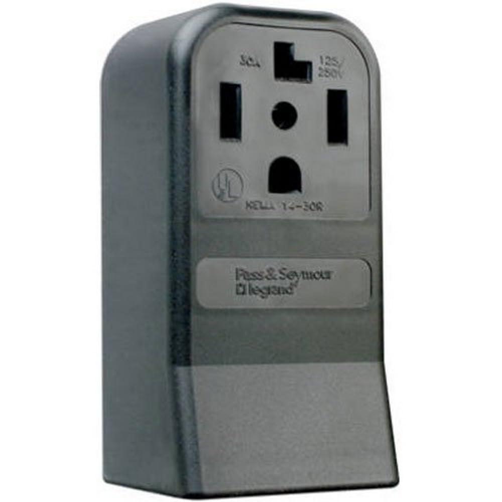 Legrand Pass & Seymour 3884CC6 30 Amp 125/250V 3 Pole 4 Wire Dryer Power Outlet Surface Receptacle, NEMA 14 30R, Black (1 Count)