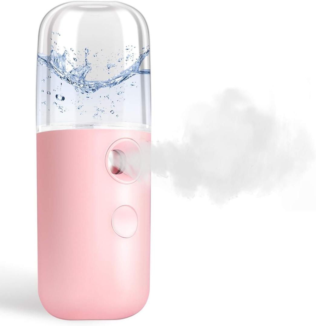 4 x GIVERARE Nano Facial Steamer, Handy Mini Mister, USB Rechargeable Mist Sprayer, 30ml Visual Water Tank Moisturizing&Hydrating for Face, Daily Makeup, Skin Care, Eyelash Extensions-Pink